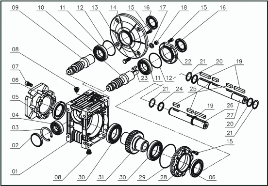 Устройство редуктора NMRV